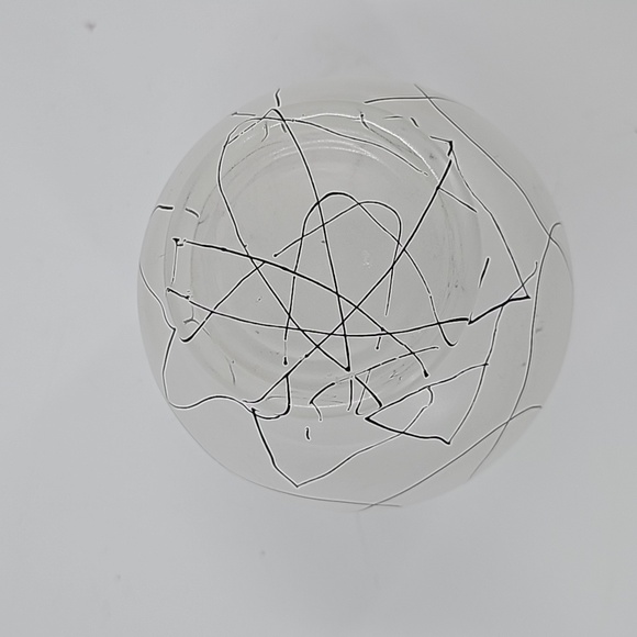 Vintage Anchor Hocking Frosted DRIZZLE Glass Globe Vase Spaghetti String MCM Vas - Picture 3 of 6